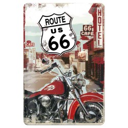 Placa metalica - Route 66 Lone Rider - 20x30 cm